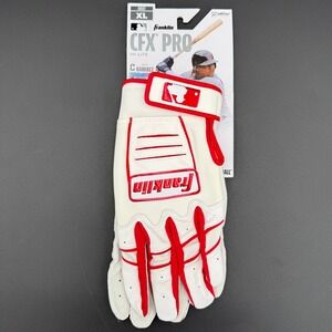 Franklin CFX Pro Hi-Lite Batting Gloves Adult XL White Red Leather MLB 20892F5